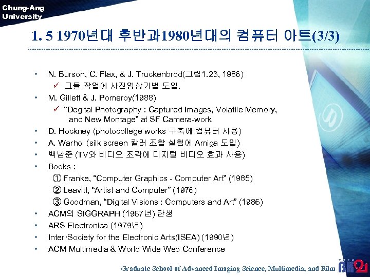 Chung-Ang University 1. 5 1970년대 후반과 1980년대의 컴퓨터 아트(3/3) • • • N. Burson,