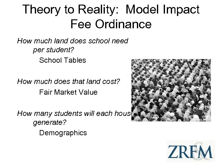 Theory to Reality: Model Impact Fee Ordinance How much land does school need per