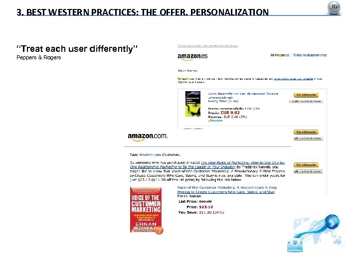 3. BEST WESTERN PRACTICES: THE OFFER. PERSONALIZATION “Treat each user differently” Peppers & Rogers