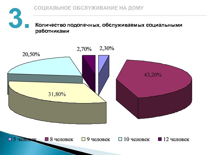 3. СОЦИАЛЬНОЕ ОБСЛУЖИВАНИЕ НА ДОМУ Количество подопечных, обслуживаемых социальными работниками 