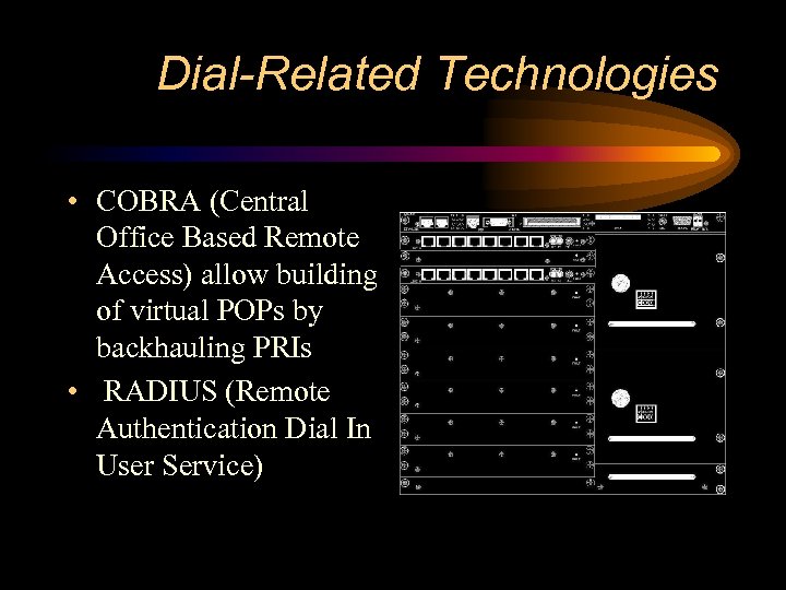Dial-Related Technologies • COBRA (Central Office Based Remote Access) allow building of virtual POPs