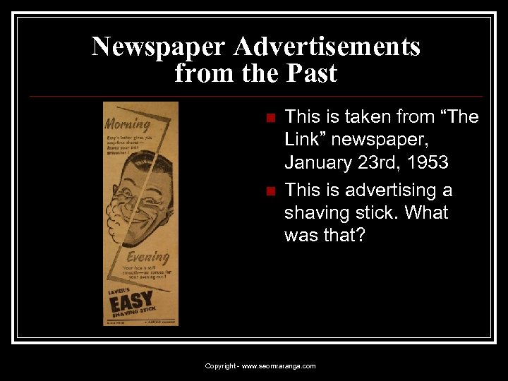 Newspaper Advertisements from the Past n n This is taken from “The Link” newspaper,