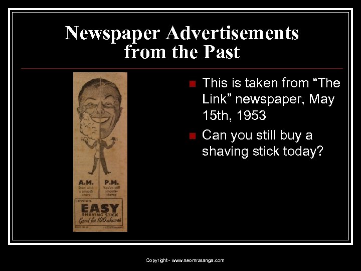 Newspaper Advertisements from the Past n n This is taken from “The Link” newspaper,