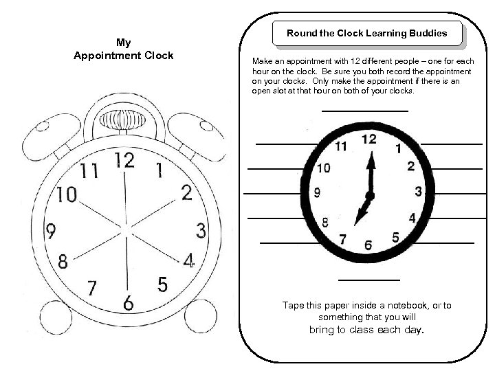 My Appointment Clock Round the Clock Learning Buddies Make an appointment with 12 different