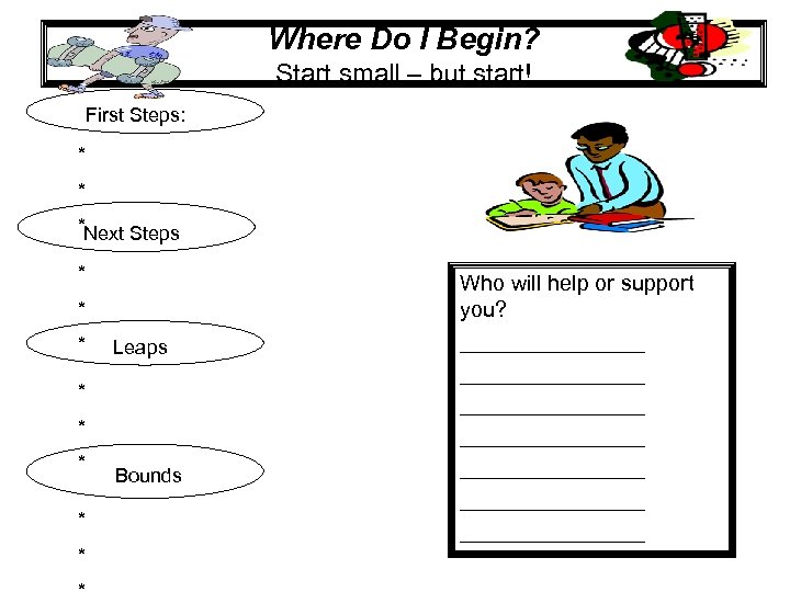 Where Do I Begin? Start small – but start! First Steps: * * *Next