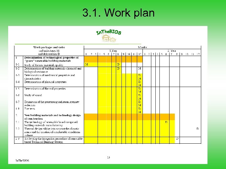 3. 1. Work plan 