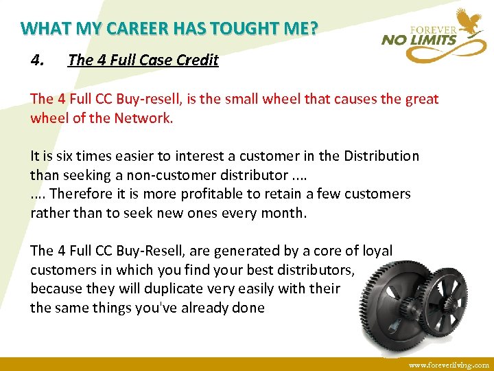 WHAT MY CAREER HAS TOUGHT ME? 4. The 4 Full Case Credit The 4