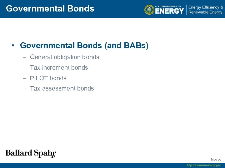 Governmental Bonds • Governmental Bonds (and BABs) – General obligation bonds – Tax increment