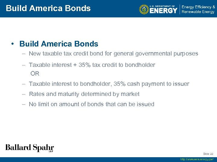 Build America Bonds • Build America Bonds – New taxable tax credit bond for