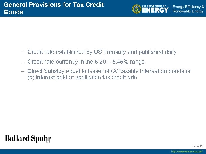 General Provisions for Tax Credit Bonds – Credit rate established by US Treasury and