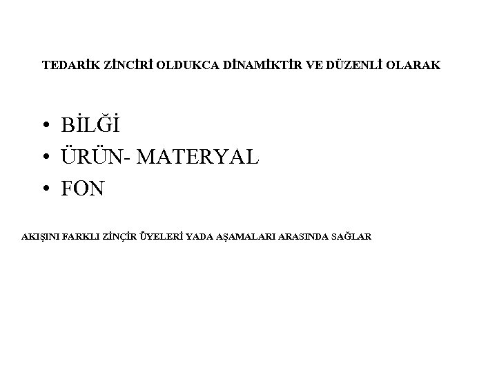 TEDARİK ZİNCİRİ OLDUKCA DİNAMİKTİR VE DÜZENLİ OLARAK • BİLĞİ • ÜRÜN- MATERYAL • FON