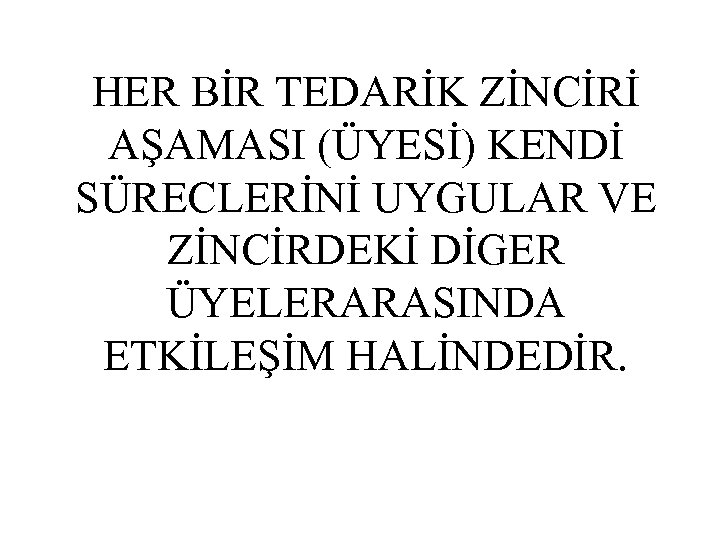 HER BİR TEDARİK ZİNCİRİ AŞAMASI (ÜYESİ) KENDİ SÜRECLERİNİ UYGULAR VE ZİNCİRDEKİ DİGER ÜYELERARASINDA ETKİLEŞİM