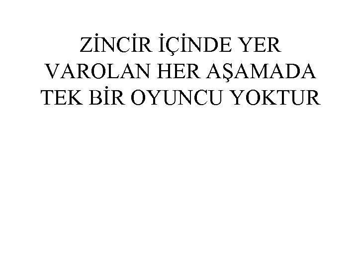 ZİNCİR İÇİNDE YER VAROLAN HER AŞAMADA TEK BİR OYUNCU YOKTUR 