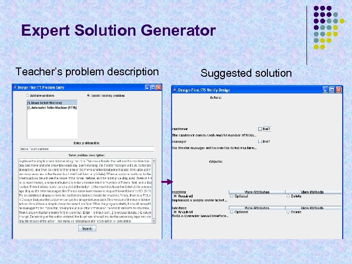 Expert Solution Generator Teacher’s problem description Suggested solution 