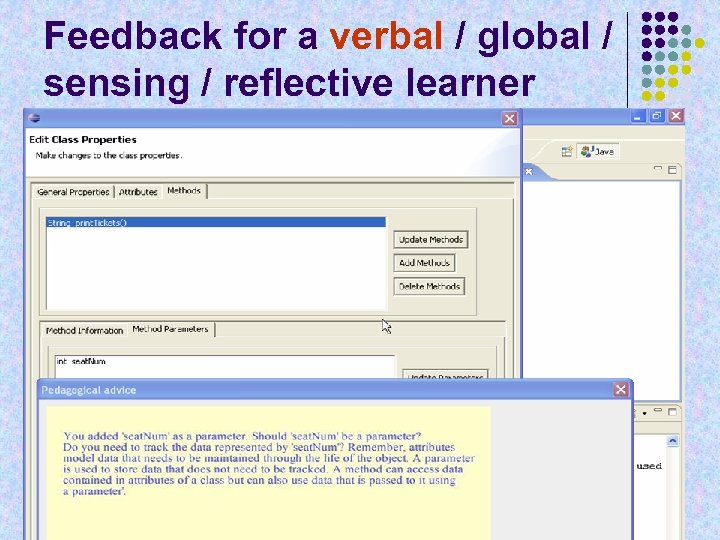 Feedback for a verbal / global / sensing / reflective learner 