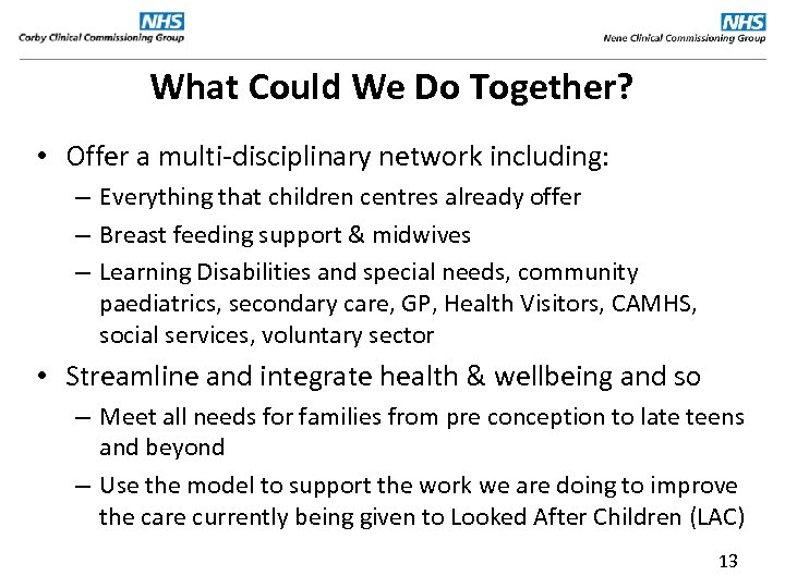 What Could We Do Together? • Offer a multi-disciplinary network including: – Everything that