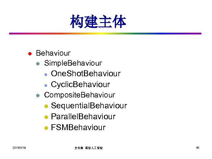 构建主体 l Behaviour l Simple. Behaviour l l l One. Shot. Behaviour Cyclic. Behaviour