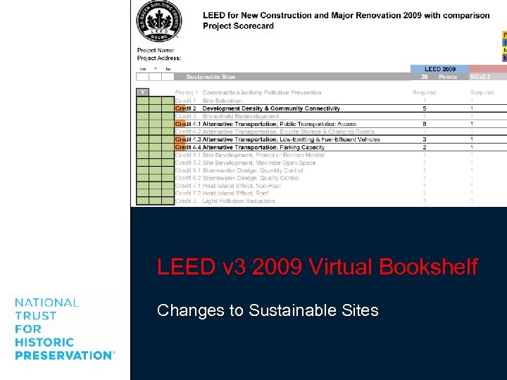 LEED v 3 2009 Virtual Bookshelf Changes to Sustainable Sites 