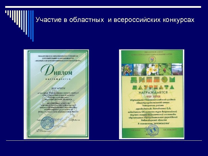  Участие в областных и всероссийских конкурсах 