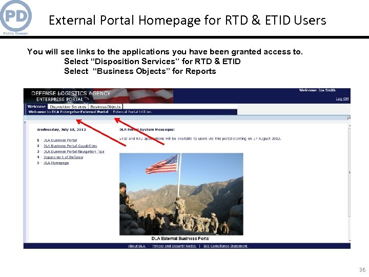 External Portal Homepage for RTD & ETID Users You will see links to the