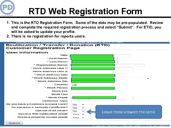 RTD Web Registration Form 1. This is the RTD Registration Form. Some of the