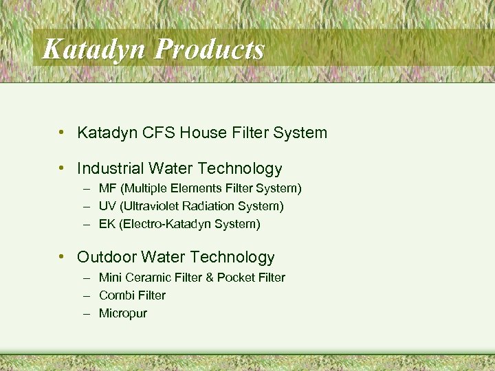 Katadyn Products • Katadyn CFS House Filter System • Industrial Water Technology – MF