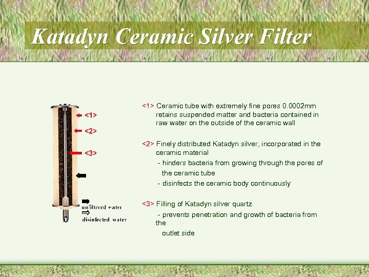 Katadyn Ceramic Silver Filter <1> Ceramic tube with extremely fine pores 0. 0002 mm