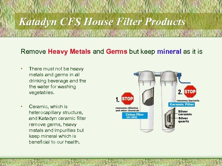 Katadyn CFS House Filter Products Remove Heavy Metals and Germs but keep mineral as