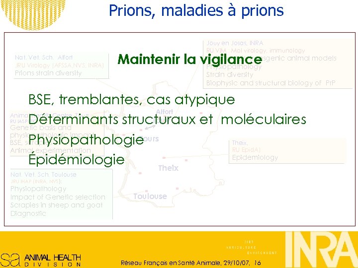 Prions, maladies à prions Jouy en Josas, INRA RU VIM : Mol virology, immunology