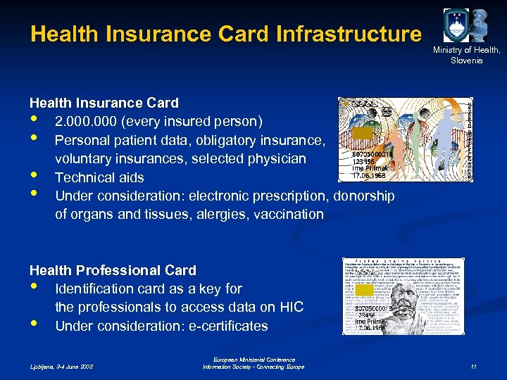 Health Insurance Card Infrastructure Ministry of Health, Slovenia Health Insurance Card 2. 000 (every
