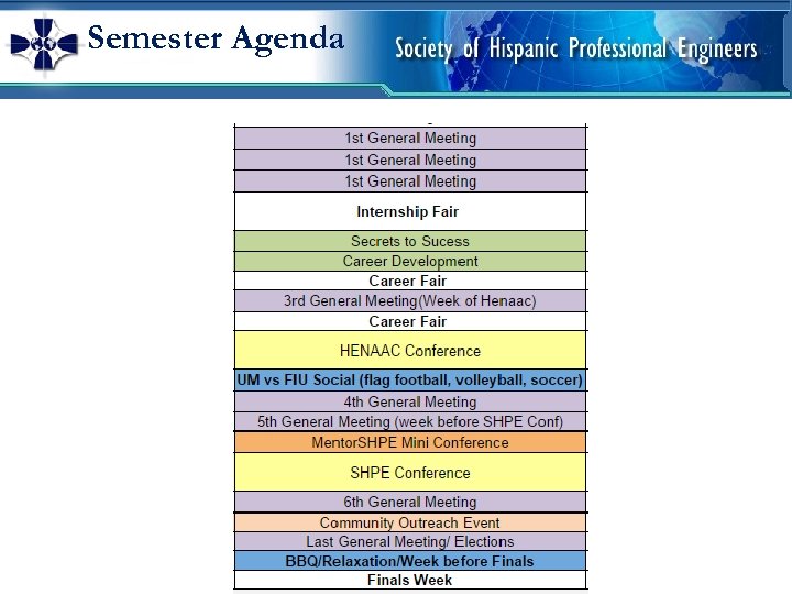 Semester Agenda 