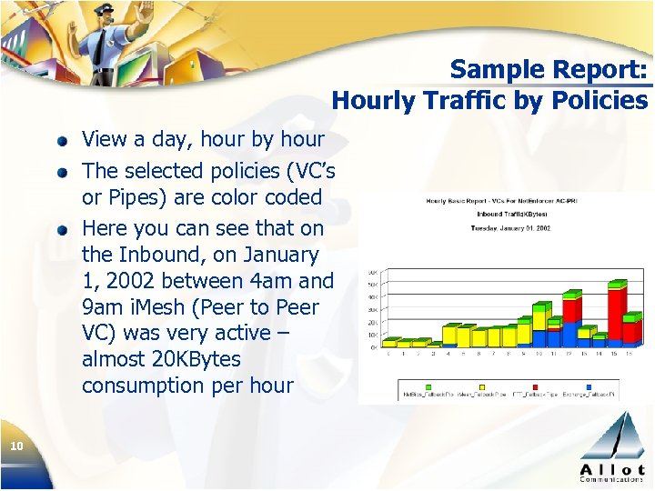 Sample Report: Hourly Traffic by Policies View a day, hour by hour The selected