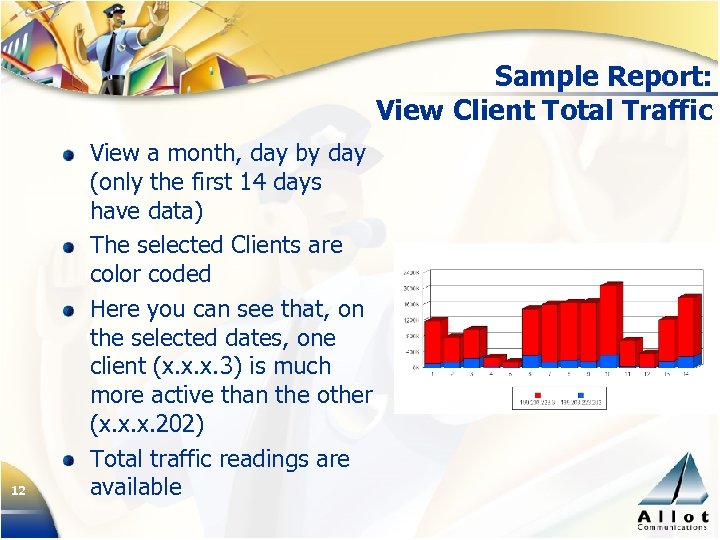 Sample Report: View Client Total Traffic 12 View a month, day by day (only