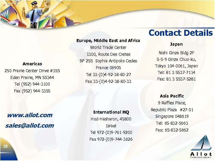 Contact Details Europe, Middle East and Africa World Trade Center Japan 1300, Route Des