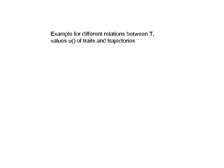 Example for different relations between T, values u() of traits and trajectories 