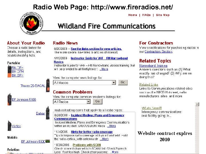 Radio Web Page: http: //www. fireradios. net/ Website contract expires 2010 