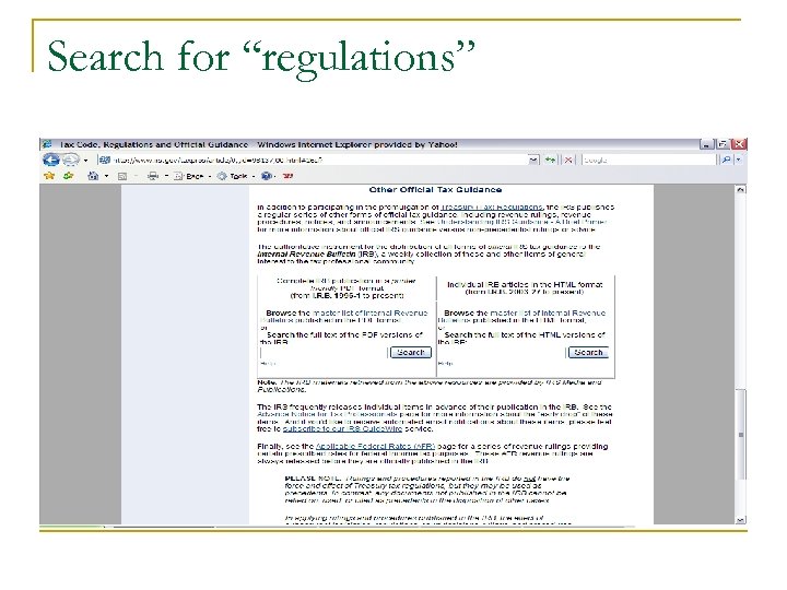 Search for “regulations” 