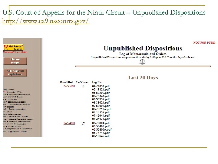 U. S. Court of Appeals for the Ninth Circuit – Unpublished Dispositions http: //www.