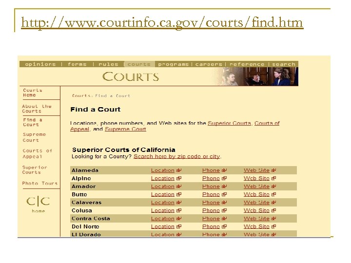 http: //www. courtinfo. ca. gov/courts/find. htm 