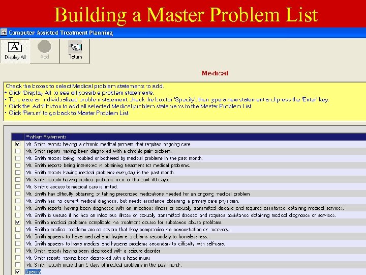 Building a Master Problem List 