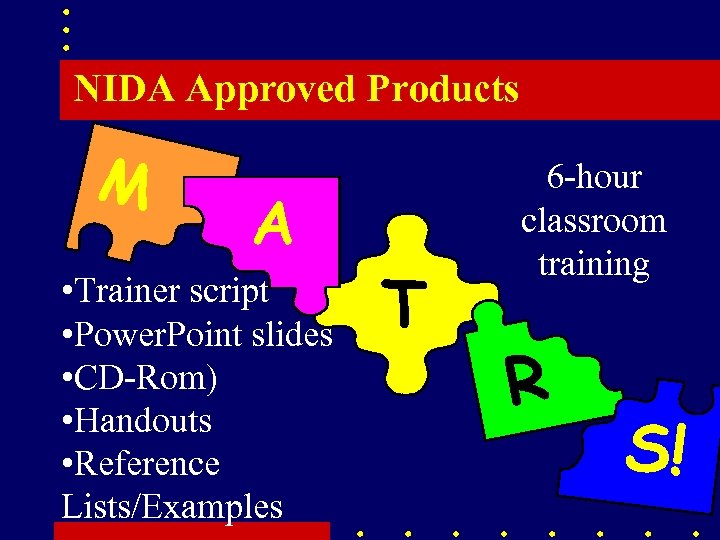 NIDA Approved Products M A • Trainer script • Power. Point slides • CD-Rom)