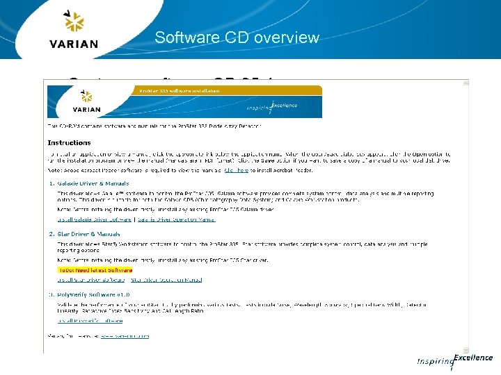 Software CD overview Customer software CD 85 -1 xxxxx -00 will contain 