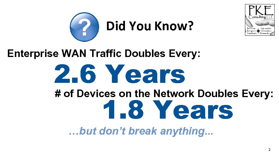 ? Did You Know? Enterprise WAN Traffic Doubles Every: 2. 6 Years # of