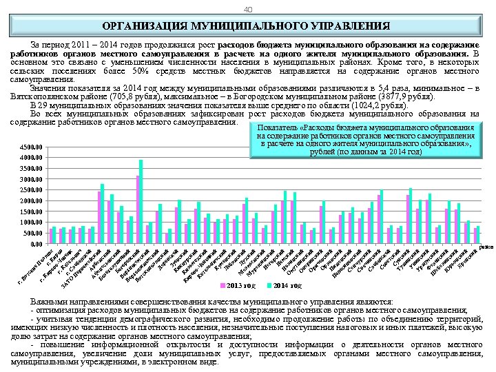 40 ОРГАНИЗАЦИЯ МУНИЦИПАЛЬНОГО УПРАВЛЕНИЯ За период 2011 – 2014 годов продолжился рост расходов бюджета
