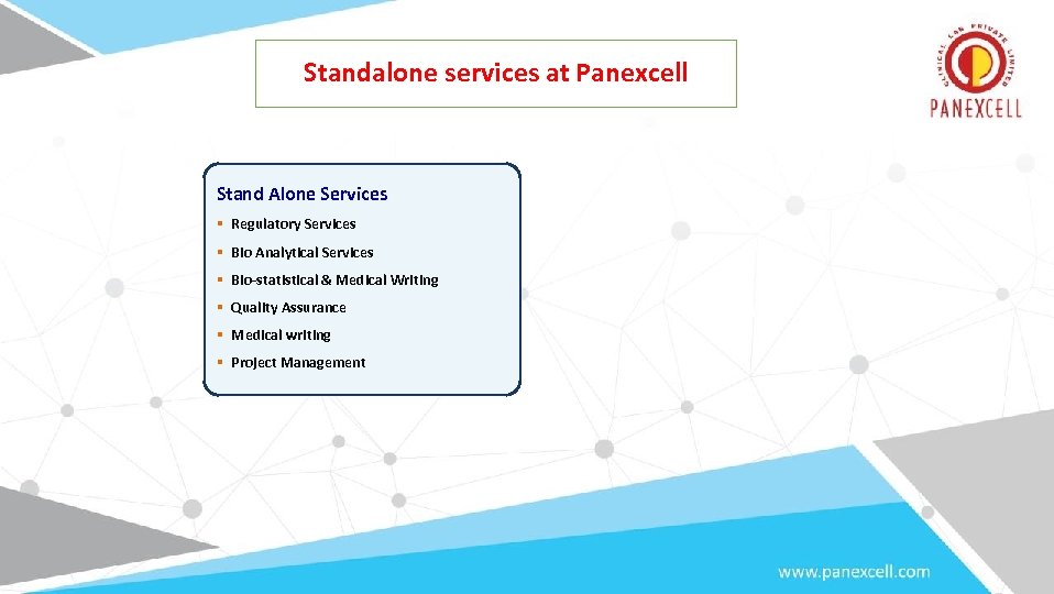 Standalone services at Panexcell Stand Alone Services § Regulatory Services § Bio Analytical Services