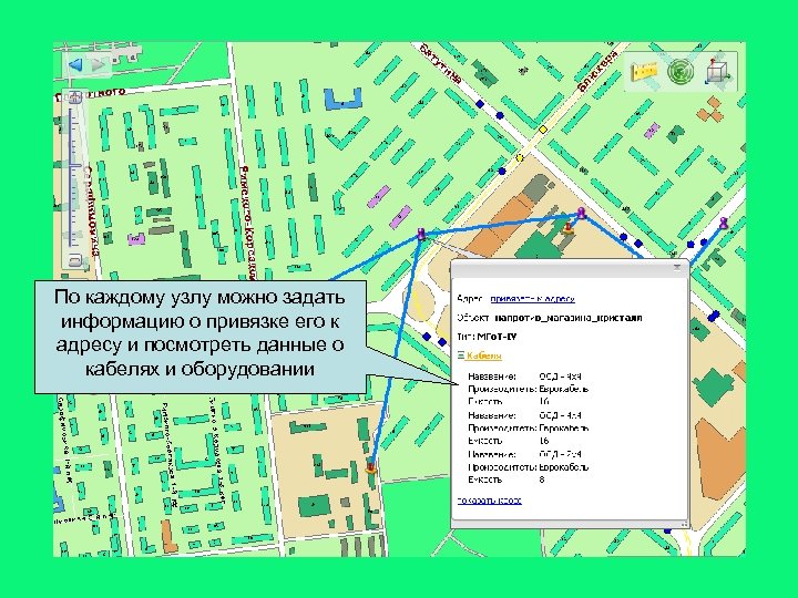 По каждому узлу можно задать информацию о привязке его к адресу и посмотреть данные