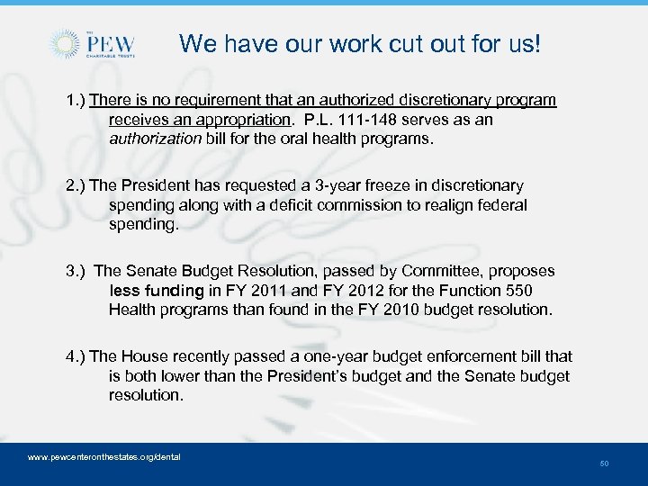 We have our work cut out for us! 1. ) There is no requirement