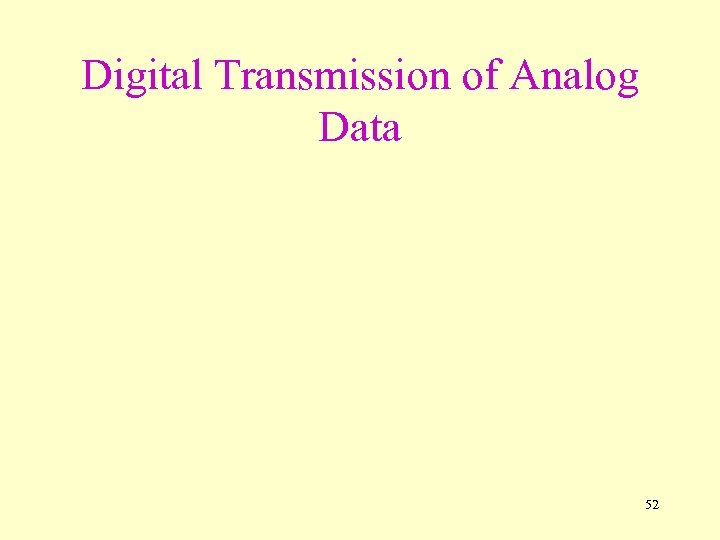 Digital Transmission of Analog Data 52 