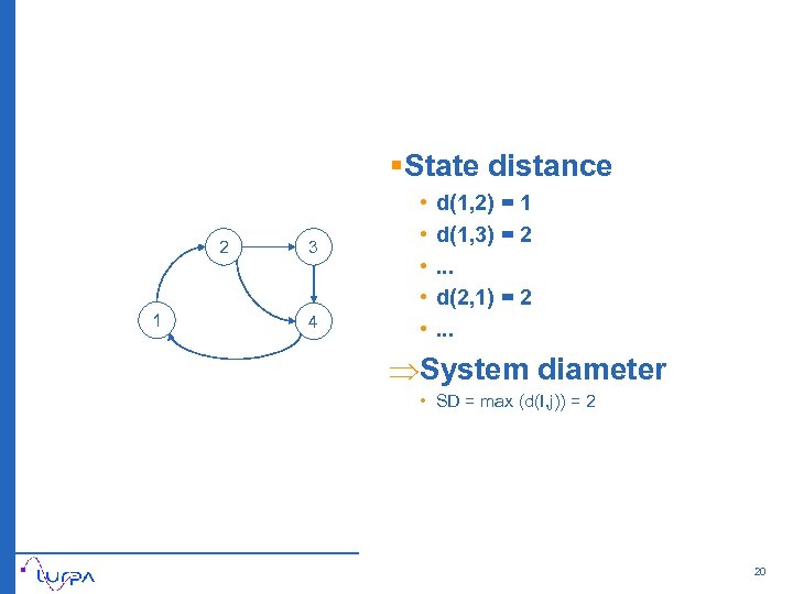 § State distance 2 1 3 4 • • • d(1, 2) = 1