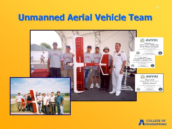 16 Unmanned Aerial Vehicle Team 